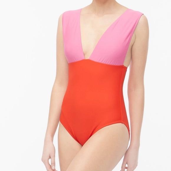 J. Crew Other - NWT J Crew V-neck Color Block pink/red one piece Sz S